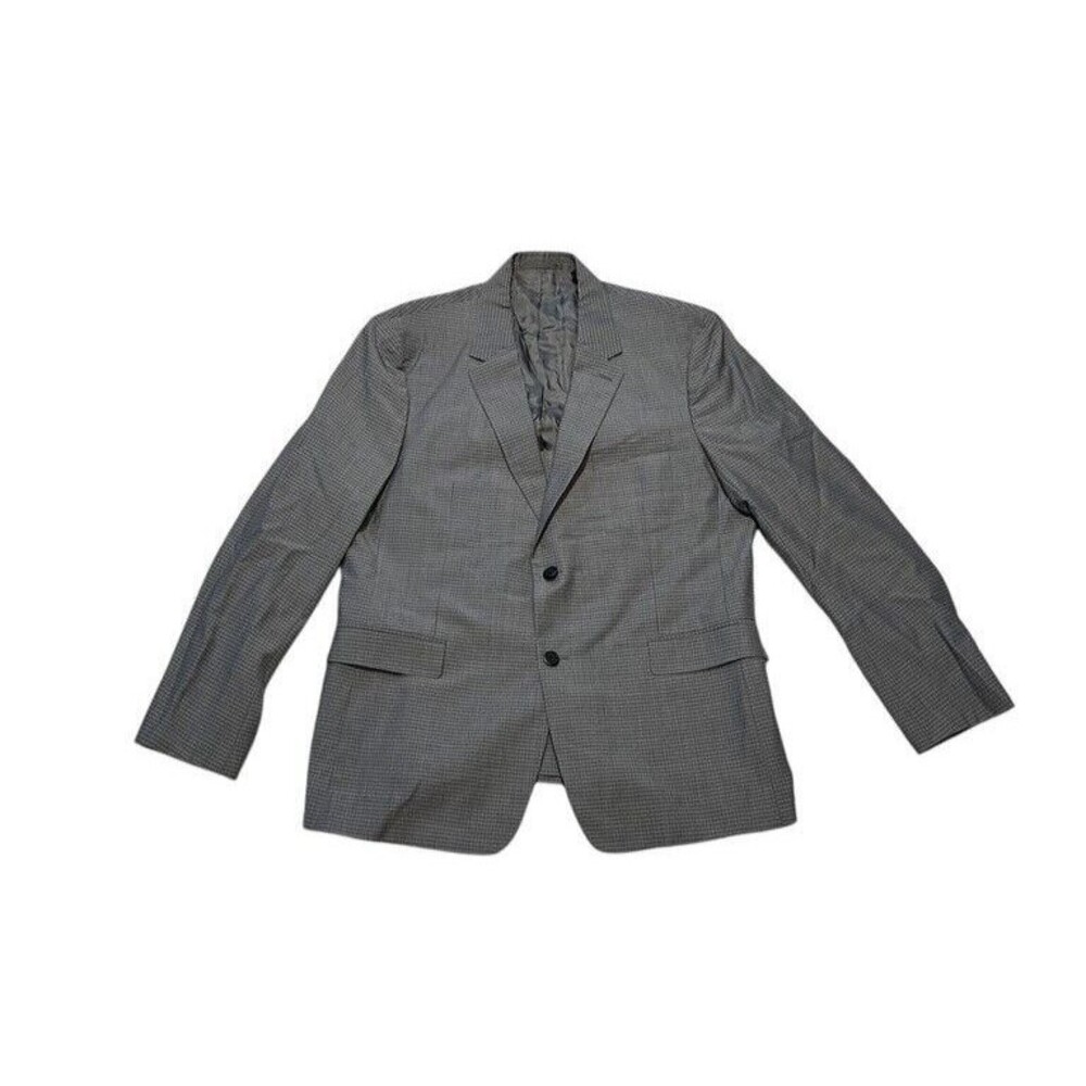 Theory Sport Coat Men 46R Gray Blazer Jacket Virgin Wool Plaid Business Preppy